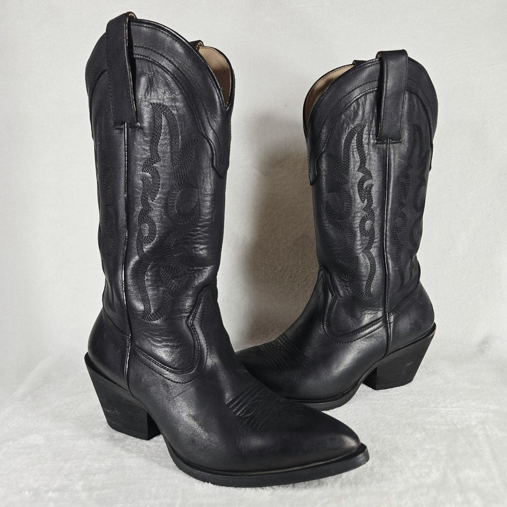Shyanne Cowboy Boots Womens 6 Black Leather Dolly Western Pointed Toe BSWSP25L44